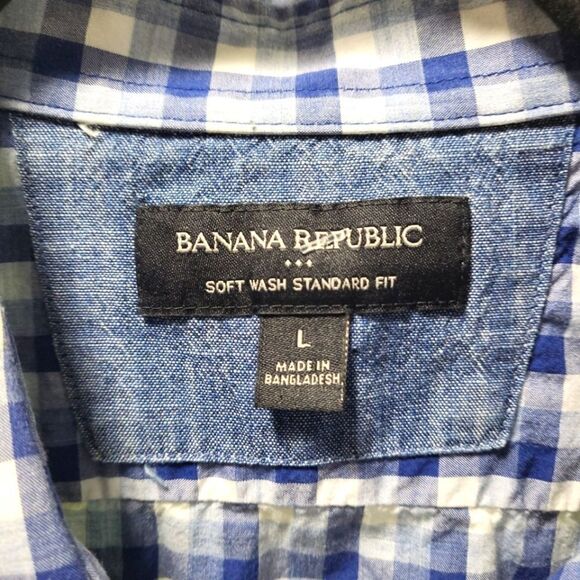 SET OF TWO Banana Republic Plaid Cotton Shirts, TWO Styles Blue, Multi Size L - Picture 4 of 11